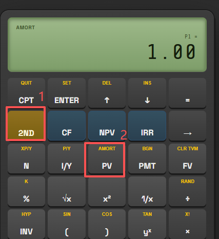 BA II Plus Amortization Worksheet Key Layout